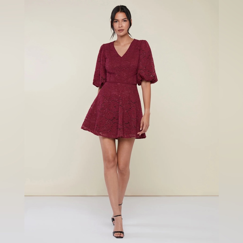 Rachel Parcell lace v-neck puff sleeve mini dress size 14